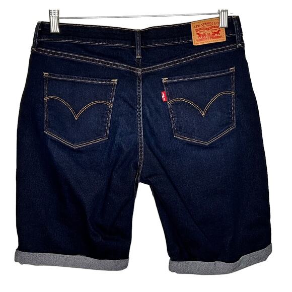 Levi's Womens Dark Wash Jean Shorts Rolled Cuff Size 31 - Picture 3 of 7